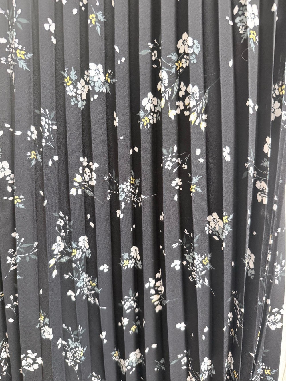 H&M Black Floral V-Neck Dress with Pale Blue and Yellow Blossoms - Picture 4 of 6